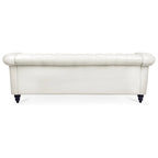 Canapé 3 places Chesterfield traditionnel, similicuir, crème 84,65