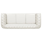 Canapé 3 places Chesterfield traditionnel, similicuir, crème 84,65