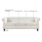 Canapé 3 places Chesterfield traditionnel, similicuir, crème 84,65