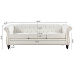 Canapé 3 places Chesterfield traditionnel, similicuir, crème 84,65