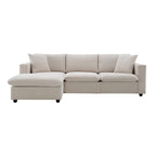 Canapé d'angle moderne, ensemble de canapé en forme de L avec 2 oreillers offerts, ensemble de canapé 4 places en tissu polyester avec ottoman convertible
