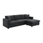 Canapé d'angle moderne, ensemble de canapé en forme de L avec 2 oreillers offerts, ensemble de canapé 4 places en tissu polyester avec ottoman convertible