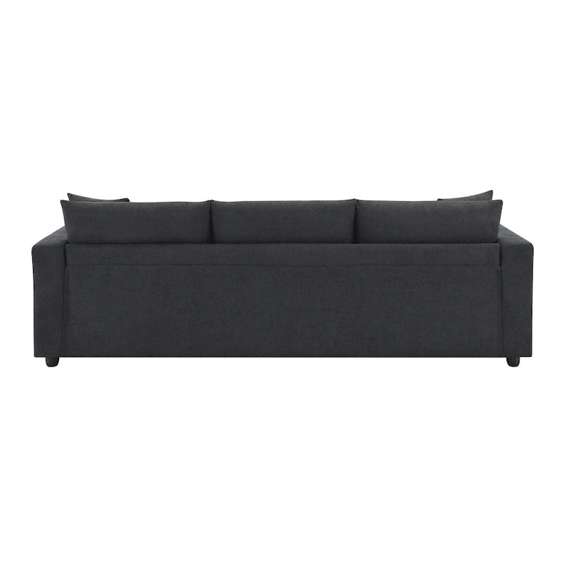 Canapé d'angle moderne, ensemble de canapé en forme de L avec 2 oreillers offerts, ensemble de canapé 4 places en tissu polyester avec ottoman convertible