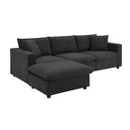 Canapé d'angle moderne, ensemble de canapé en forme de L avec 2 oreillers offerts, ensemble de canapé 4 places en tissu polyester avec ottoman convertible