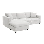 Canapé d'angle moderne, ensemble de canapé en forme de L avec 2 oreillers offerts, ensemble de canapé 4 places en tissu polyester avec ottoman convertible