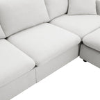 Canapé d'angle moderne, ensemble de canapé en forme de L avec 2 oreillers offerts, ensemble de canapé 4 places en tissu polyester avec ottoman convertible