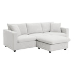 Canapé d'angle moderne, ensemble de canapé en forme de L avec 2 oreillers offerts, ensemble de canapé 4 places en tissu polyester avec ottoman convertible