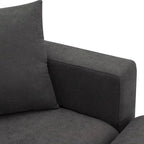 Canapé d'angle moderne, ensemble de canapé en forme de L avec 2 oreillers offerts, ensemble de canapé 4 places en tissu polyester avec ottoman convertible