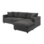 Canapé d'angle moderne, ensemble de canapé en forme de L avec 2 oreillers offerts, ensemble de canapé 4 places en tissu polyester avec ottoman convertible
