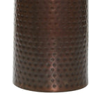 Table piédestal haute et fine en métal, au design rainuré ou martelé, de couleur marron – Lot de 4 – Roche River Decor