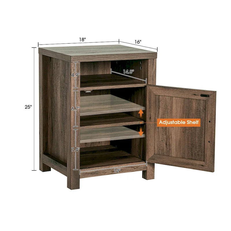 Table d'appoint de canapé, table de chevet avec étagère de rangement, en noyer, pour porte de grange