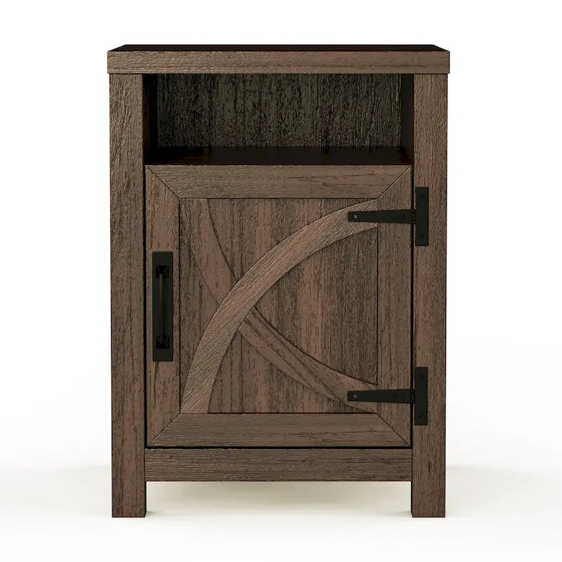 Table d'appoint de canapé, table de chevet avec étagère de rangement, en noyer, pour porte de grange