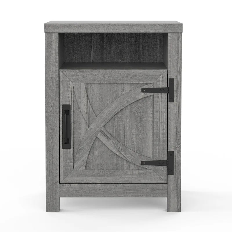 Table d'appoint de canapé, table de chevet avec étagère de rangement, en noyer, pour porte de grange
