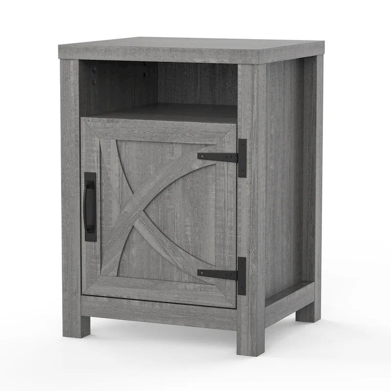 Table d'appoint de canapé, table de chevet avec étagère de rangement, en noyer, pour porte de grange
