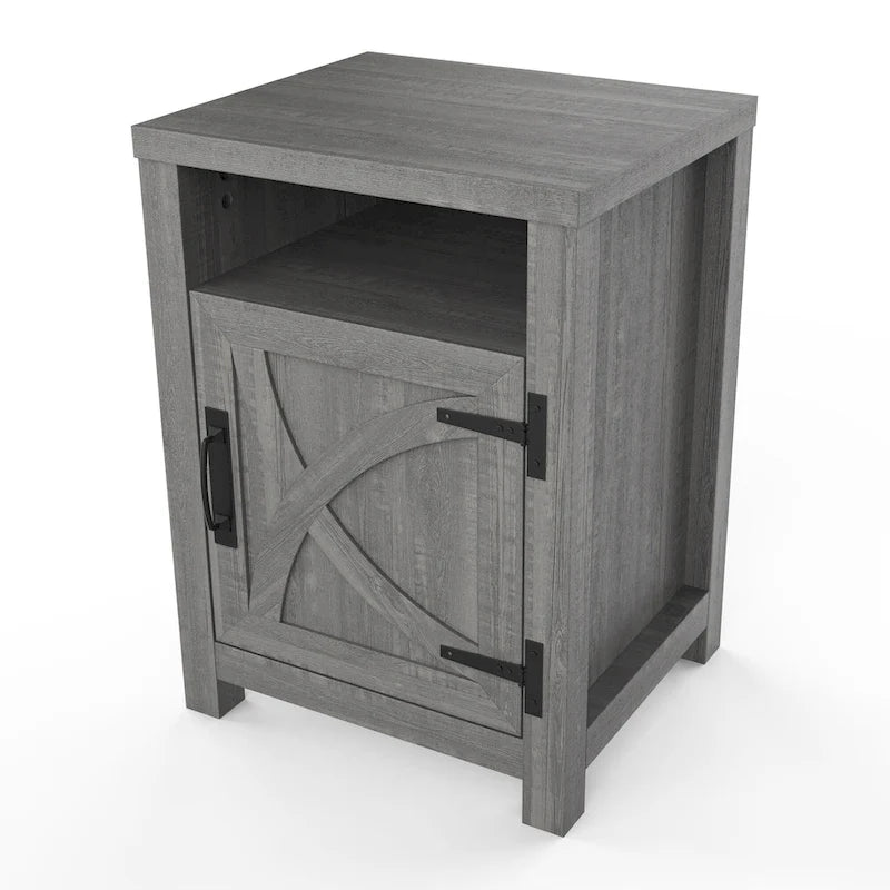Table d'appoint de canapé, table de chevet avec étagère de rangement, en noyer, pour porte de grange
