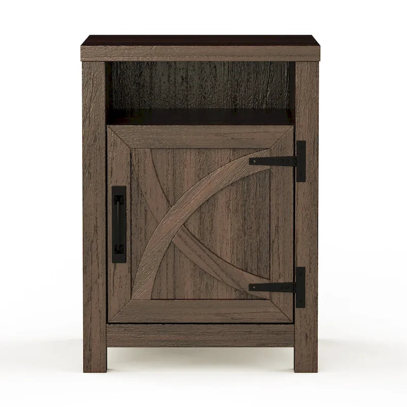 Table d'appoint de canapé, table de chevet avec étagère de rangement, en noyer, pour porte de grange
