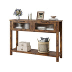 Table d'entrée en bois, Console avec 2 tiroirs en verre