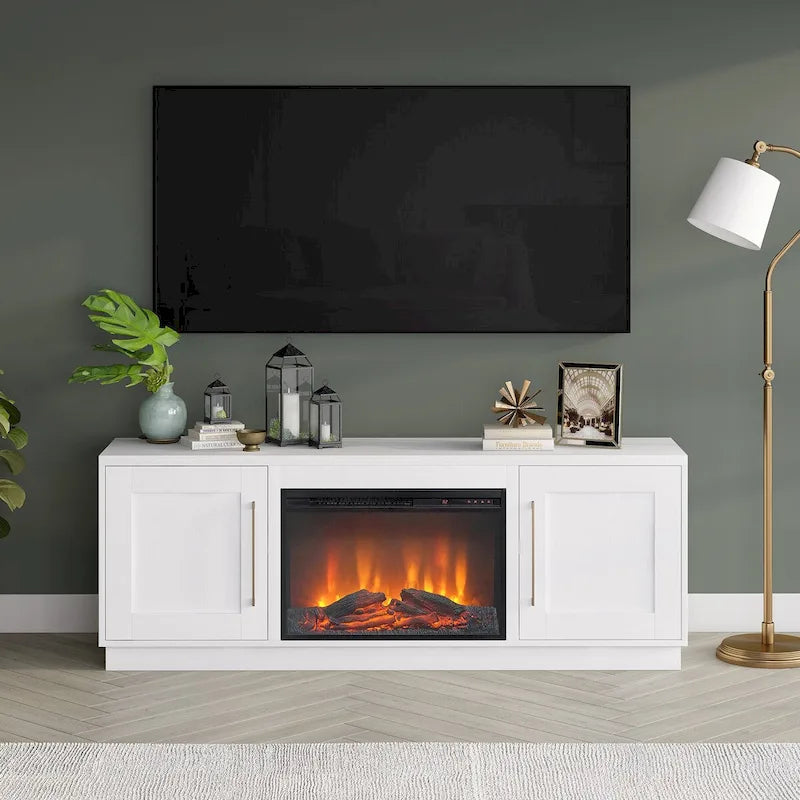 Meuble TV rectangulaire Tillman avec foyer électrique pour téléviseurs jusqu'à 75 po