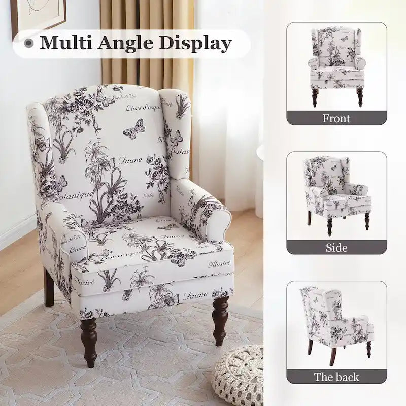 Fauteuil d'appoint avec pieds tournés, lot de 2, bleu/beige/gris