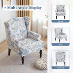 Fauteuil d'appoint avec pieds tournés, lot de 2, bleu/beige/gris