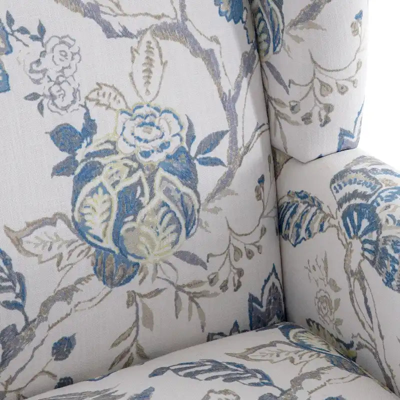 Fauteuil d'appoint avec pieds tournés, lot de 2, bleu/beige/gris