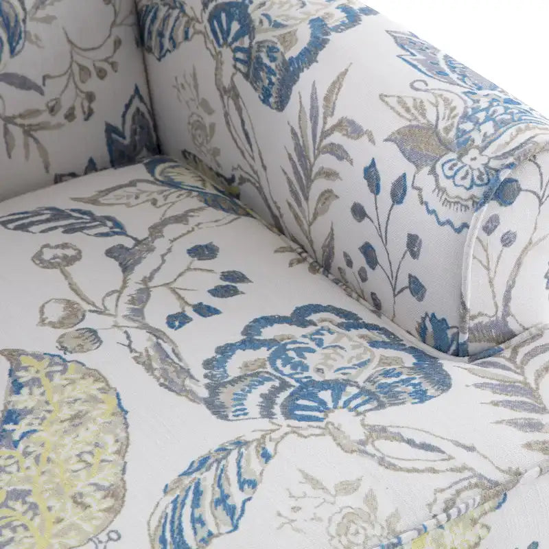 Fauteuil d'appoint avec pieds tournés, lot de 2, bleu/beige/gris