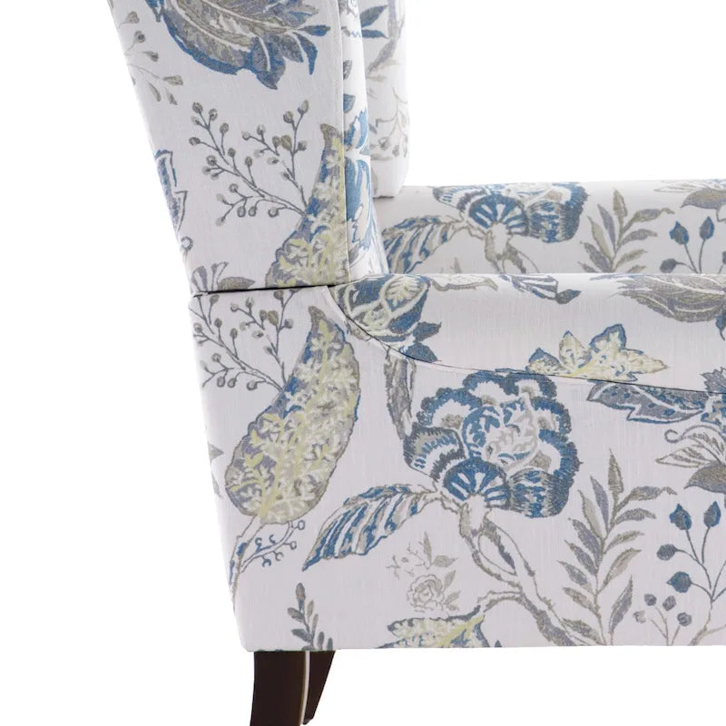 Fauteuil d'appoint avec pieds tournés, lot de 2, bleu/beige/gris