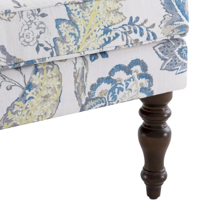 Fauteuil d'appoint avec pieds tournés, lot de 2, bleu/beige/gris