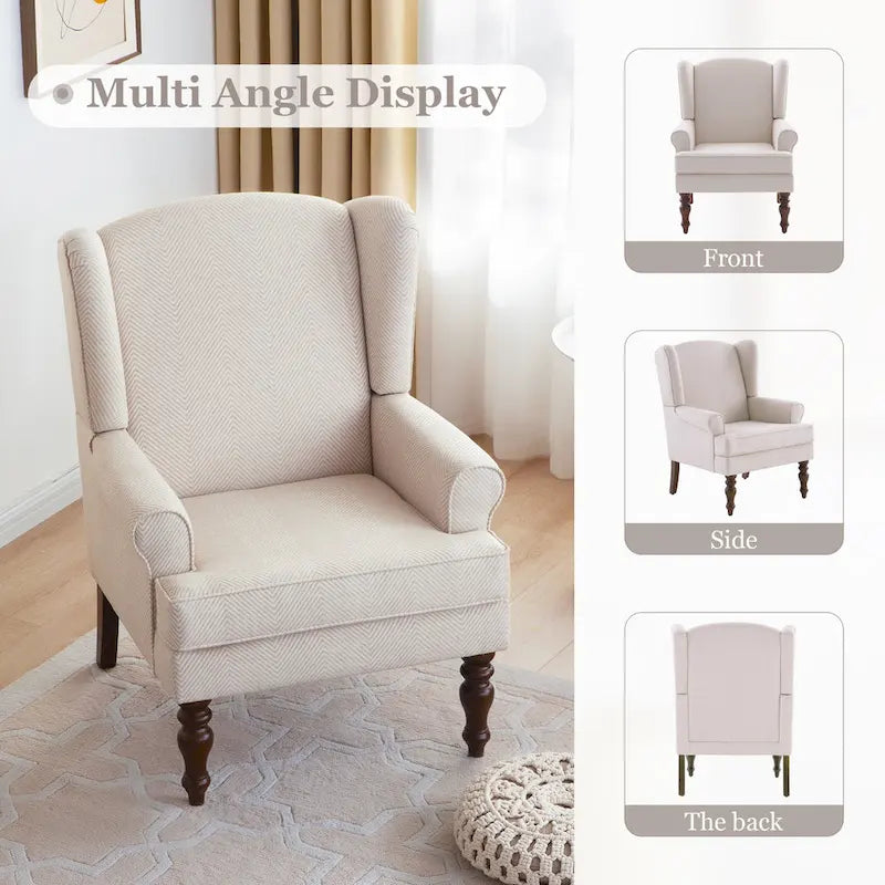 Fauteuil d'appoint avec pieds tournés, lot de 2, bleu/beige/gris