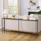 Table console de 70,9 pouces avec 2 prises de courant et ports USB, table d'entrée étroite, table de canapé pour le salon