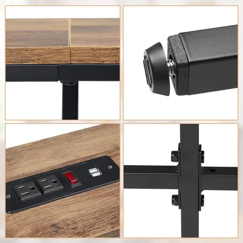 Table console de 70,9 pouces avec 2 prises de courant et ports USB, table d'entrée étroite, table de canapé pour le salon