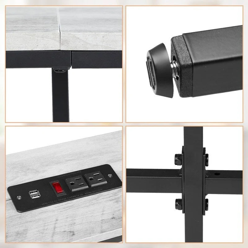 Table console de 70,9 pouces avec 2 prises de courant et ports USB, table d'entrée étroite, table de canapé pour le salon