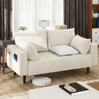 Causeuse capitonnée en velours Moasis 56 avec siège capitonné et poche de rangement latérale
