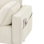 Causeuse capitonnée en velours Moasis 56 avec siège capitonné et poche de rangement latérale