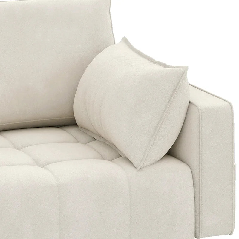 Causeuse capitonnée en velours Moasis 56 avec siège capitonné et poche de rangement latérale